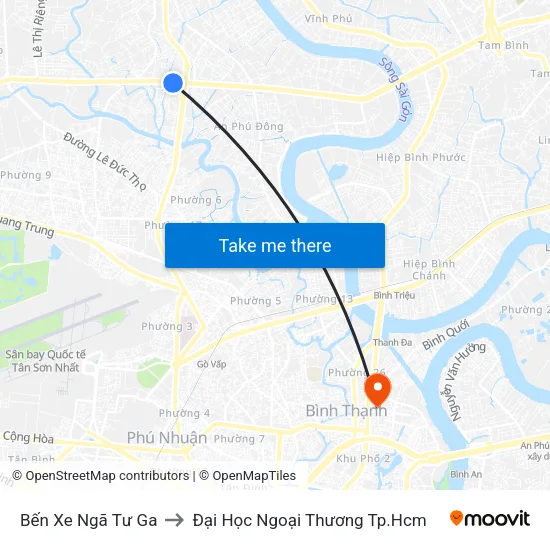 Bến Xe Ngã Tư Ga to Đại Học Ngoại Thương Tp.Hcm map