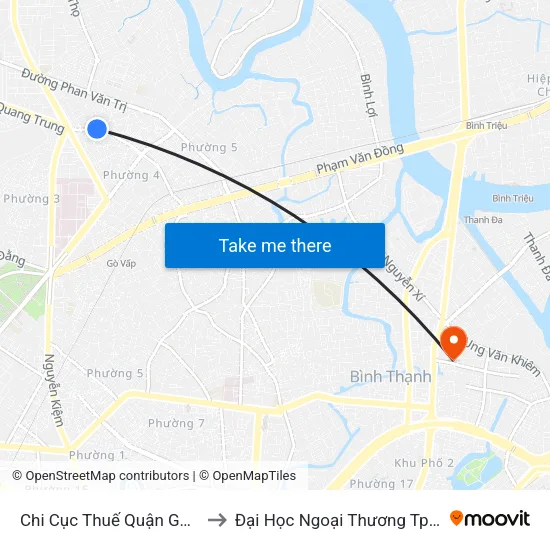 Chi Cục Thuế Quận Gò Vấp to Đại Học Ngoại Thương Tp.Hcm map