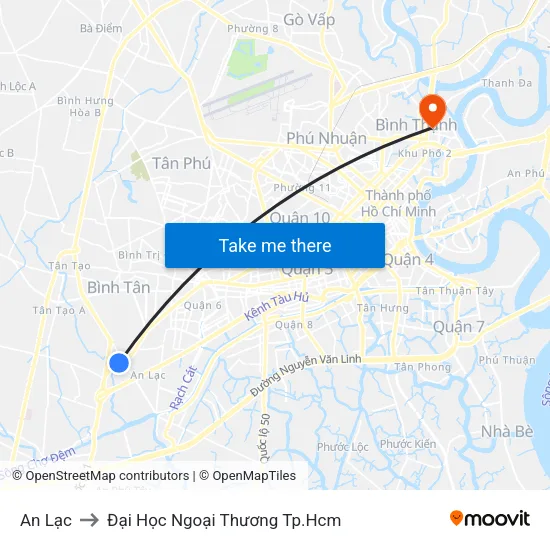 An Lạc to Đại Học Ngoại Thương Tp.Hcm map