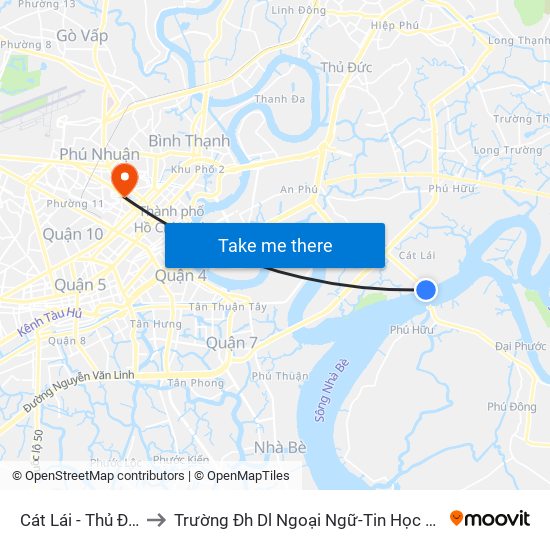 Cát Lái - Thủ Đức to Trường Đh Dl Ngoại Ngữ-Tin Học Hcm map