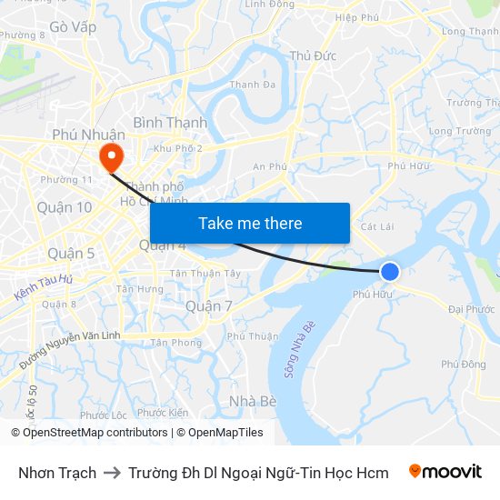 Nhơn Trạch to Trường Đh Dl Ngoại Ngữ-Tin Học Hcm map