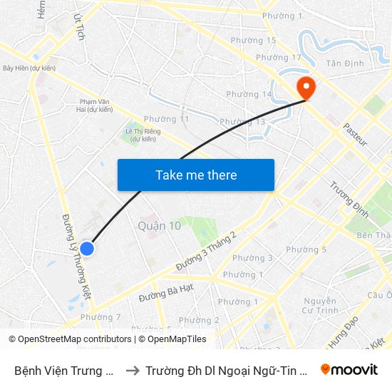 Bệnh Viện Trưng Vương to Trường Đh Dl Ngoại Ngữ-Tin Học Hcm map