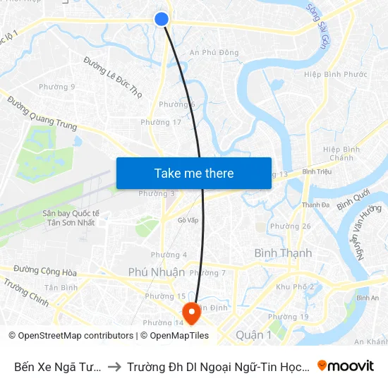 Bến Xe Ngã Tư Ga to Trường Đh Dl Ngoại Ngữ-Tin Học Hcm map