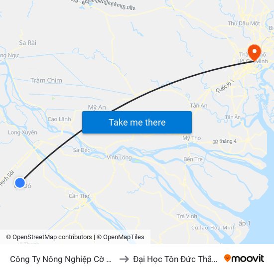 Công Ty Nông Nghiệp Cờ Đỏ to Đại Học Tôn Đức Thắng map