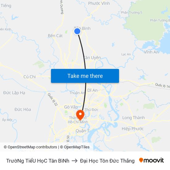 TrườNg TiểU HọC Tân BìNh to Đại Học Tôn Đức Thắng map