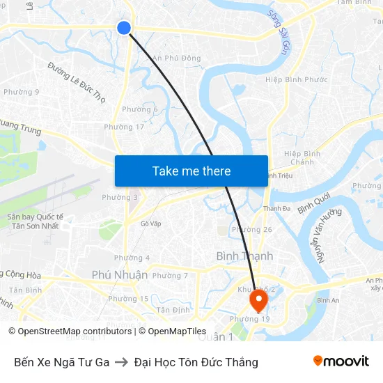 Bến Xe Ngã Tư Ga to Đại Học Tôn Đức Thắng map
