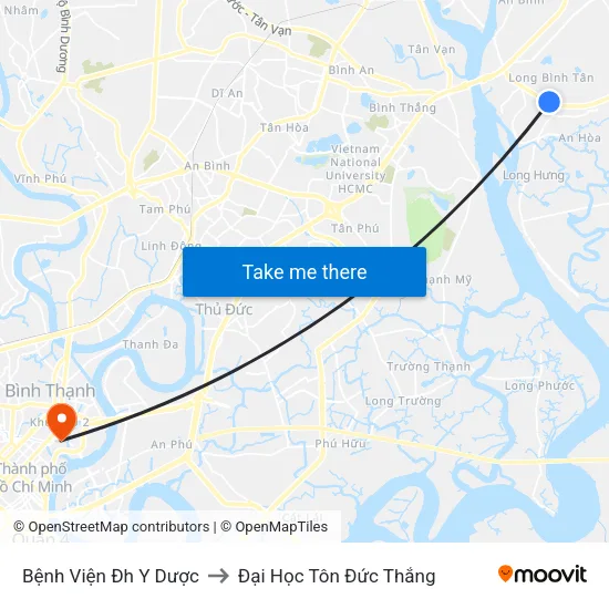 Bệnh Viện Đh Y Dược to Đại Học Tôn Đức Thắng map