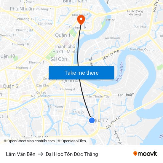 Lâm Văn Bền to Đại Học Tôn Đức Thắng map