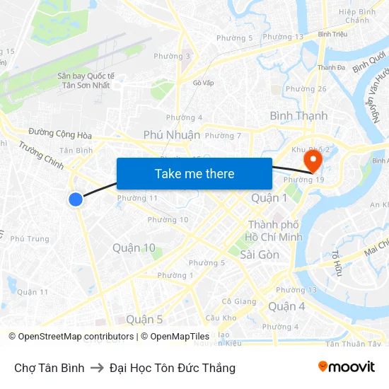 Chợ Tân Bình to Đại Học Tôn Đức Thắng map