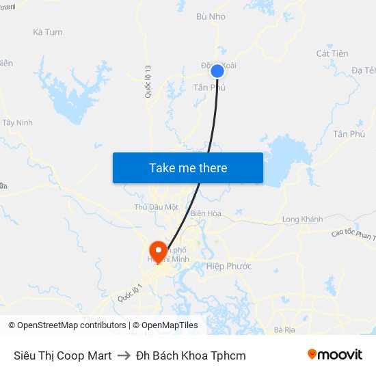 Siêu Thị Coop Mart to Đh Bách Khoa Tphcm map