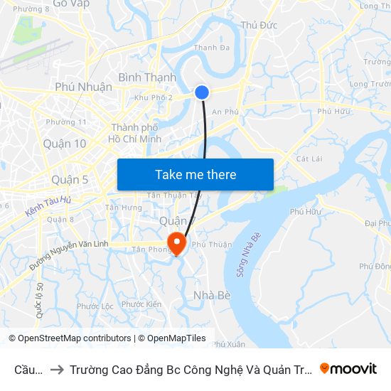 Cầu Đen to Trường Cao Đẳng Bc Công Nghệ Và Quản Trị Doanh Nghiệp (Ctim) map