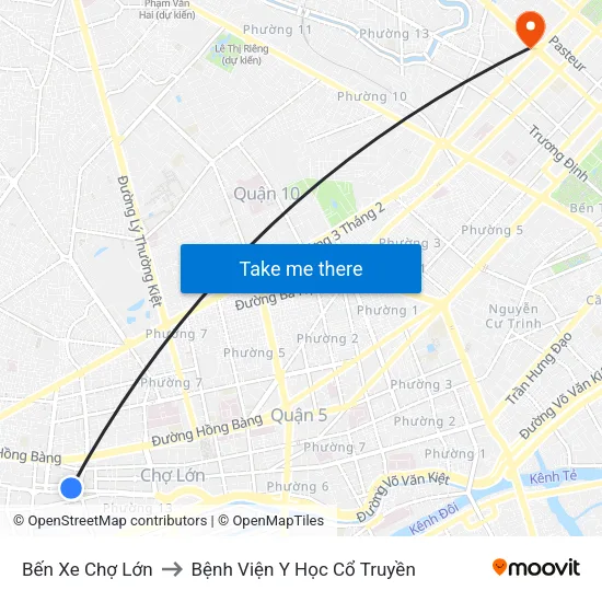 Bến Xe Chợ Lớn to Bệnh Viện Y Học Cổ Truyền map