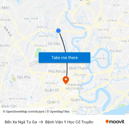 Bến Xe Ngã Tư Ga to Bệnh Viện Y Học Cổ Truyền map