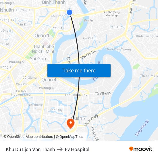 Khu Du Lịch Văn Thánh to Fv Hospital map