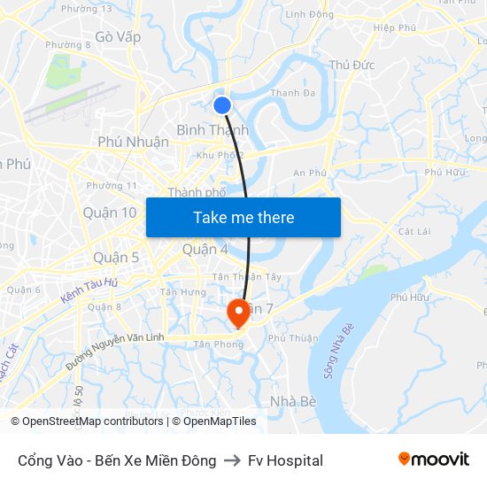 Cổng Vào - Bến Xe Miền Đông to Fv Hospital map