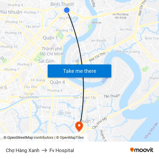 Chợ Hàng Xanh to Fv Hospital map