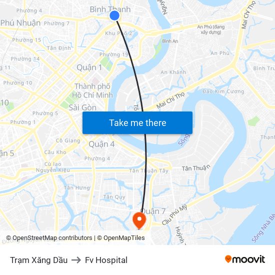 Trạm Xăng Dầu to Fv Hospital map