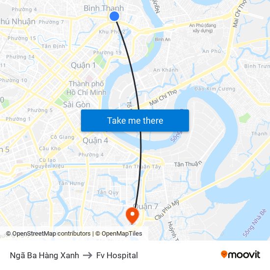 Ngã Ba Hàng Xanh to Fv Hospital map