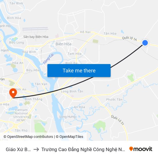 Giáo Xứ Bùi Chu to Trường Cao Đẳng Nghề Công Nghệ Nông Lâm Nam Bộ map