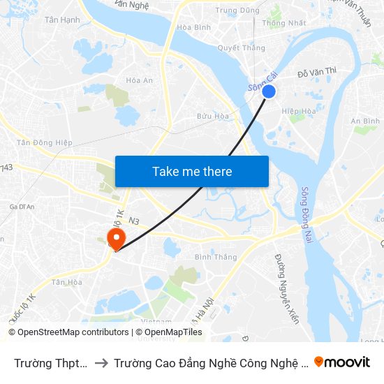 Trường Thpt Nam Hà to Trường Cao Đẳng Nghề Công Nghệ Nông Lâm Nam Bộ map