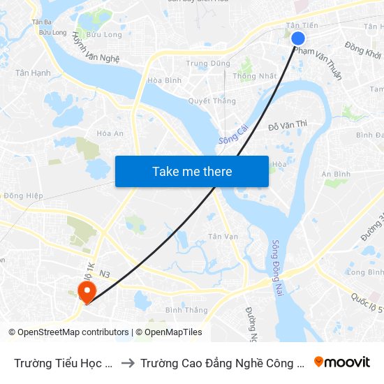 Trường Tiểu Học Nguyễn An Ninh to Trường Cao Đẳng Nghề Công Nghệ Nông Lâm Nam Bộ map