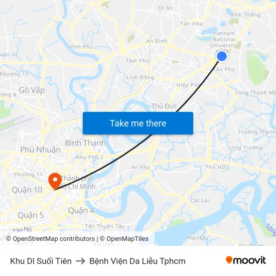 Khu Dl Suối Tiên to Bệnh Viện Da Liễu Tphcm map