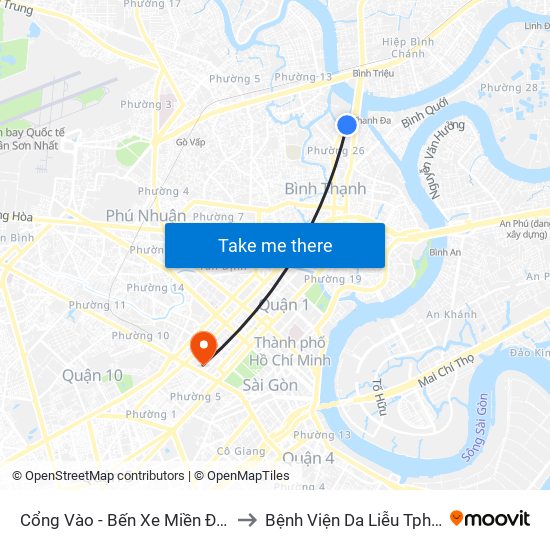 Cổng Vào - Bến Xe Miền Đông to Bệnh Viện Da Liễu Tphcm map