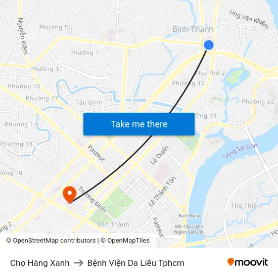 Chợ Hàng Xanh to Bệnh Viện Da Liễu Tphcm map