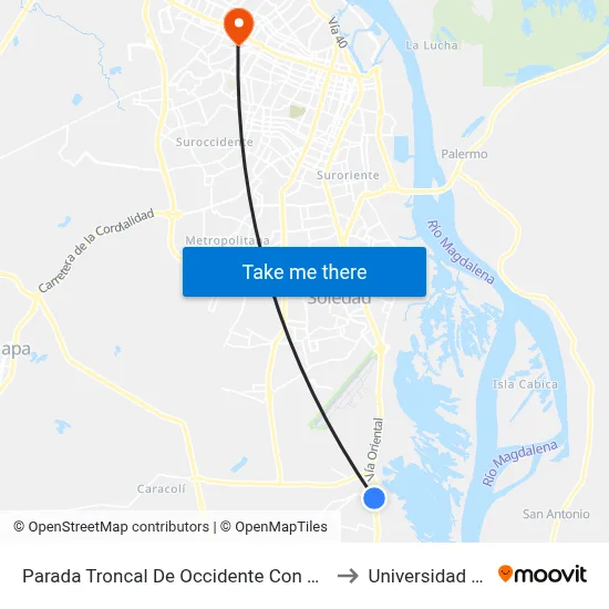 Parada Troncal De Occidente Con Carrera 7 Lado Oriente to Universidad Del Litoral map