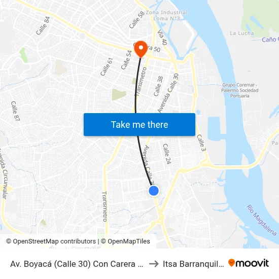 Av. Boyacá (Calle 30) Con Carera 3e to Itsa Barranquilla map