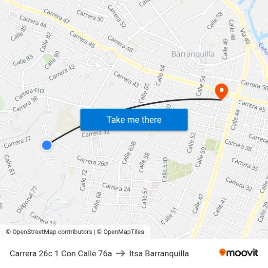 Carrera 26c 1 Con Calle 76a to Itsa Barranquilla map