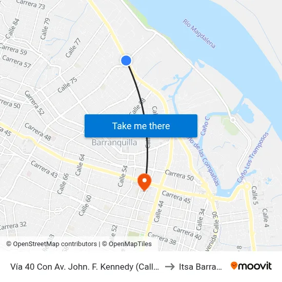 Vía 40 Con Av. John. F. Kennedy (Calle 72) Lado Sur to Itsa Barranquilla map