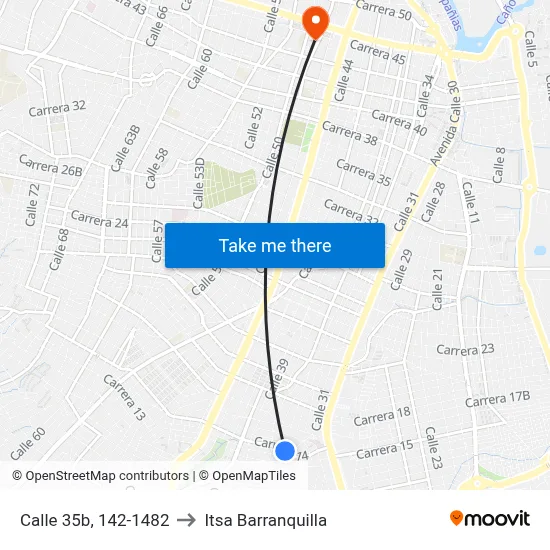 Calle 35b, 142-1482 to Itsa Barranquilla map