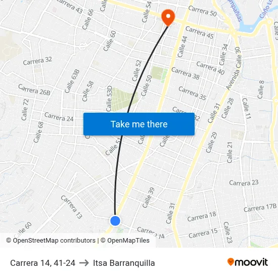 Carrera 14, 41-24 to Itsa Barranquilla map