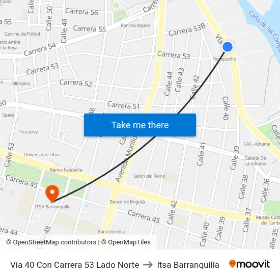 Vía 40 Con Carrera 53 Lado Norte to Itsa Barranquilla map