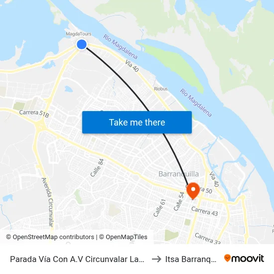 Parada Vía Con A.V Circunvalar Lado Sur to Itsa Barranquilla map