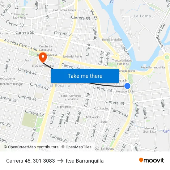 Carrera 45, 301-3083 to Itsa Barranquilla map