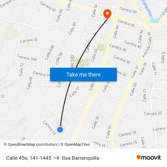 Calle 45e, 141-1445 to Itsa Barranquilla map