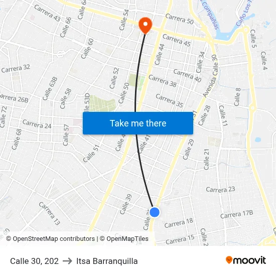 Calle 30, 202 to Itsa Barranquilla map