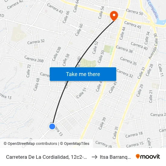 Carretera De La Cordialidad, 12c2-12c72 to Itsa Barranquilla map