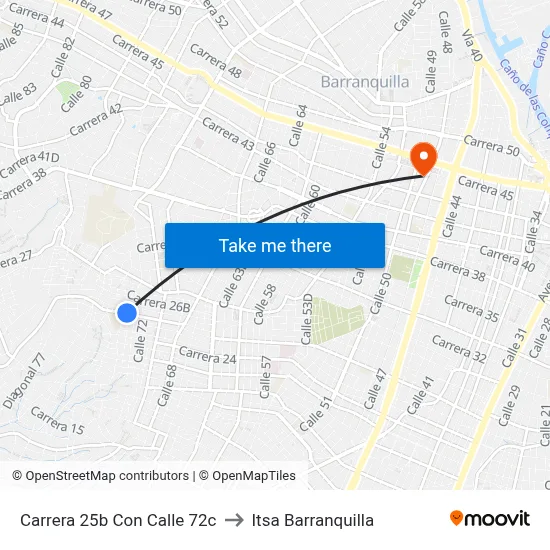 Carrera 25b Con Calle 72c to Itsa Barranquilla map
