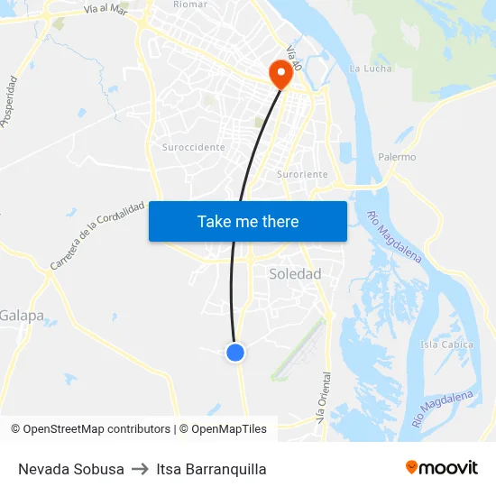 Nevada Sobusa to Itsa Barranquilla map