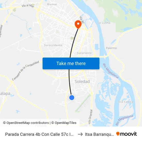 Parada Carrera 4b Con Calle 57c Iglesia to Itsa Barranquilla map