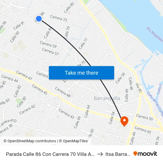 Parada Calle 86 Con Carrera 70 Villa Andalucía Entrada 2 to Itsa Barranquilla map