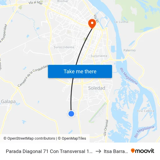 Parada Diagonal 71 Con Transversal 1a4 Lado Occidental to Itsa Barranquilla map