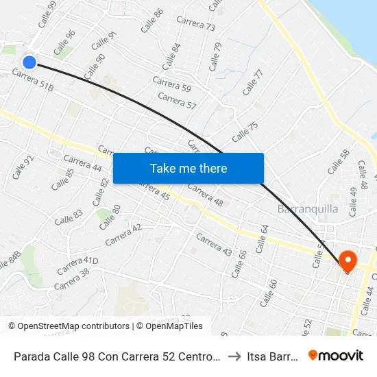 Parada Calle 98 Con Carrera 52 Centro Comercial Buenavista to Itsa Barranquilla map