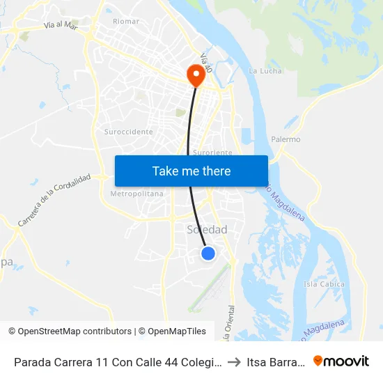 Parada Carrera 11 Con Calle 44 Colegio Club De Leones to Itsa Barranquilla map
