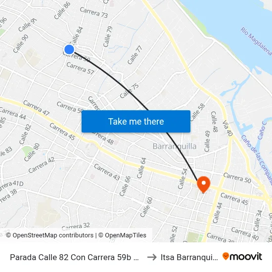 Parada Calle 82 Con Carrera 59b Esq. to Itsa Barranquilla map