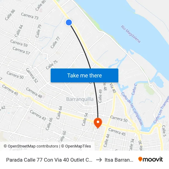 Parada Calle 77 Con Via 40 Outlet Continental to Itsa Barranquilla map