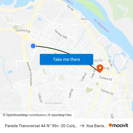 Parada Transversal 44 N° 99c -20 Conjunto Brisas Del Mar to Itsa Barranquilla map
